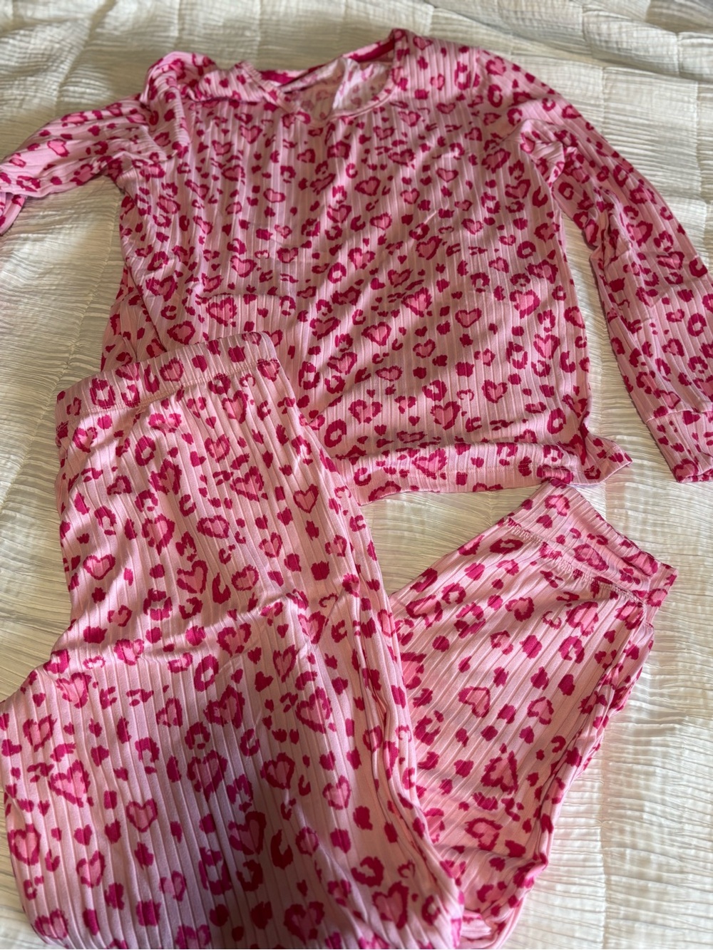 Women’s Pink Heart & Leopard Long-Sleeve Pajama Set